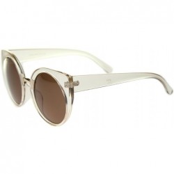 Cat Eye Women's High Fashion Oversize Round Lens Cat Eye Sunglasses 55mm - Clear-gold / Brown - C712J18F4KJ $9.07