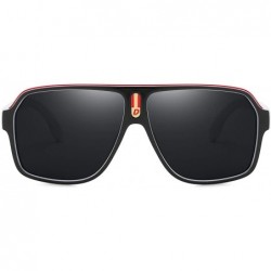 Square Mens Oversized Aviator Sunglasses Classic Large Polarized Lens Shades D103 - White&black/Black - CA194OXC5Z4 $34.72