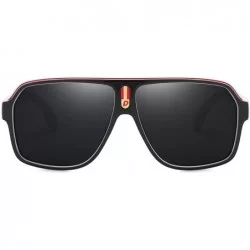 Square Mens Oversized Aviator Sunglasses Classic Large Polarized Lens Shades D103 - White&black/Black - CA194OXC5Z4 $34.72