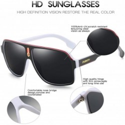 Square Mens Oversized Aviator Sunglasses Classic Large Polarized Lens Shades D103 - White&black/Black - CA194OXC5Z4 $16.23