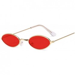 Oval Retro Small Oval Sunglasses Women Vintage Shades Black Red Metal Color Sun Glasses Fashion Lunette - Goldred - CG1985OA4...