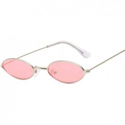 Oval Retro Small Oval Sunglasses Women Vintage Shades Black Red Metal Color Sun Glasses Fashion Lunette - Goldred - CG1985OA4...