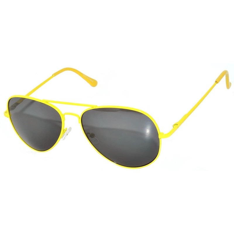Aviator Classic Aviator Sunglasses Mirror Lens Colored Metal Frame with Spring Hinge - Yellow_smoke_lens - C31223Q8P2P $8.87