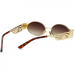 Oval Men's and women's Fashion Resin lens Oval Frame Retro Sunglasses UV400 - Gold Brown - C218NE3X88H $12.07