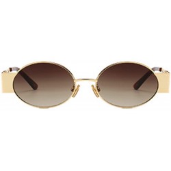 Oval Men's and women's Fashion Resin lens Oval Frame Retro Sunglasses UV400 - Gold Brown - C218NE3X88H $12.07