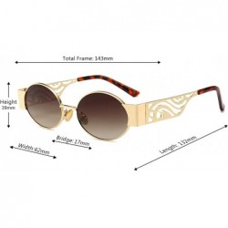 Oval Men's and women's Fashion Resin lens Oval Frame Retro Sunglasses UV400 - Gold Brown - C218NE3X88H $12.07