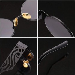 Oval Men's and women's Fashion Resin lens Oval Frame Retro Sunglasses UV400 - Gold Brown - C218NE3X88H $12.07