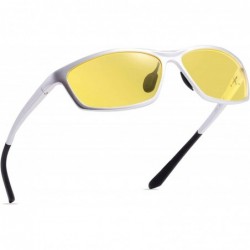 Square Night Driving Polarized Glasses for Men Women Anti Glare Rainy Safe HD Night Vision Hot Fashion Glasses - Silver - CH1...