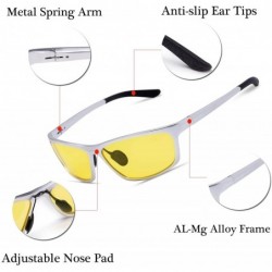 Square Night Driving Polarized Glasses for Men Women Anti Glare Rainy Safe HD Night Vision Hot Fashion Glasses - Silver - CH1...