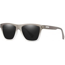 Square Pure Color Leisure Polarizing Sunglasses TR90 Classic Square Men's and Women's Universal Sunglasses - Gray - C118YM229...