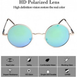 Round John Lennon Retro Round Polarized Hippie Sunglasses Small Circle Steampunk Sun Glasses - Silver Frame/Green Lens - CW18...