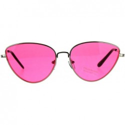 Cat Eye Womens Metal Rim Cat Eye Pop Color Retro Sunglasses - Silver Pink - CI18D4KZYQO $11.16