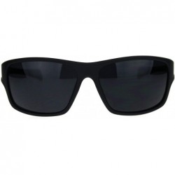 Sport Mens Minimal Rubberized Matte Black Plastic Warp Biker Sunglasses - All Black - CA18QNH3D00 $17.77