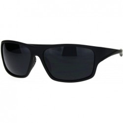 Sport Mens Minimal Rubberized Matte Black Plastic Warp Biker Sunglasses - All Black - CA18QNH3D00 $8.52