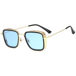 Square Polarized Sunglasses Steampunk Sunglass Protection - Blue - CL18Z78XC4X $12.20