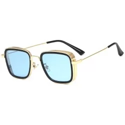 Square Polarized Sunglasses Steampunk Sunglass Protection - Blue - CL18Z78XC4X $23.77