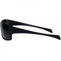 Sport Mens Minimal Rubberized Matte Black Plastic Warp Biker Sunglasses - All Black - CA18QNH3D00 $8.52