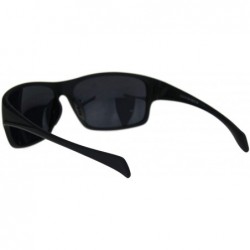 Sport Mens Minimal Rubberized Matte Black Plastic Warp Biker Sunglasses - All Black - CA18QNH3D00 $8.52