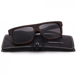 Rectangular Men Wooden Polarized Sunglasses 100% UV Protection vintage Eyewear S5066 - Black - CI18Q9I68DU $20.33