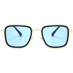 Square Polarized Sunglasses Steampunk Sunglass Protection - Blue - CL18Z78XC4X $12.20