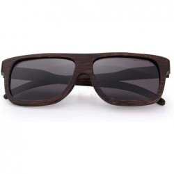 Rectangular Men Wooden Polarized Sunglasses 100% UV Protection vintage Eyewear S5066 - Black - CI18Q9I68DU $20.33