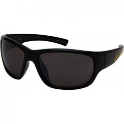 Wrap Wrap Shaped Sport Sunglasses for Men 570108 - Fm Black Frame/Grey Flash Mirrored Lens - CP18G8SOQX8 $7.57