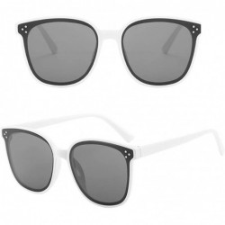 Aviator Polarized Sunglasses-Women's Lightweight Oversized Fashion Sunglasses - Mirrored Polarized Lens - White - C318XIXCHGK...