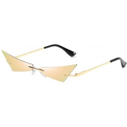Rimless Vintage Women Sunglasses Frameless Mirror Lens Narrow Cat Eye Sun Glasses Male UV400 - Pink Mirror - C418AIC8W9W $9.10