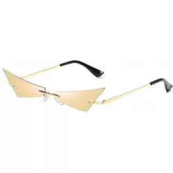 Rimless Vintage Women Sunglasses Frameless Mirror Lens Narrow Cat Eye Sun Glasses Male UV400 - Pink Mirror - C418AIC8W9W $19.50