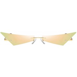 Rimless Vintage Women Sunglasses Frameless Mirror Lens Narrow Cat Eye Sun Glasses Male UV400 - Pink Mirror - C418AIC8W9W $9.10