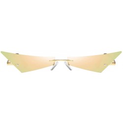 Rimless Vintage Women Sunglasses Frameless Mirror Lens Narrow Cat Eye Sun Glasses Male UV400 - Pink Mirror - C418AIC8W9W $9.10