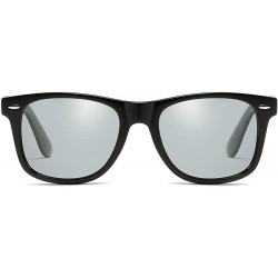 Square Vintage Retro HD Polarized Classic Sunglasses Tac Lens - Black Frame-silver Mirrored - CI18LL80Q6G $12.97