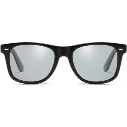 Square Vintage Retro HD Polarized Classic Sunglasses Tac Lens - Black Frame-silver Mirrored - CI18LL80Q6G $20.27