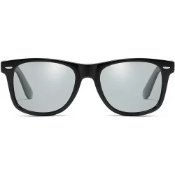 Square Vintage Retro HD Polarized Classic Sunglasses Tac Lens - Black Frame-silver Mirrored - CI18LL80Q6G $12.97