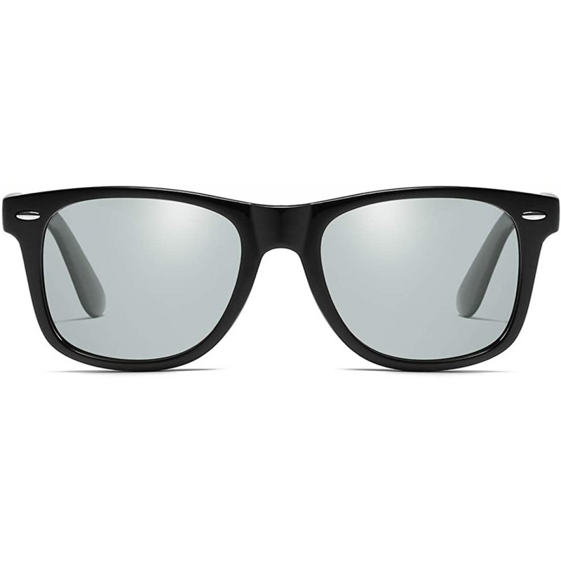 Square Vintage Retro HD Polarized Classic Sunglasses Tac Lens - Black Frame-silver Mirrored - CI18LL80Q6G $12.97