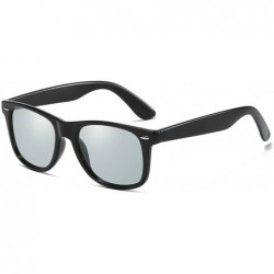 Square Vintage Retro HD Polarized Classic Sunglasses Tac Lens - Black Frame-silver Mirrored - CI18LL80Q6G $12.97