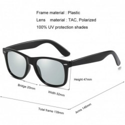 Square Vintage Retro HD Polarized Classic Sunglasses Tac Lens - Black Frame-silver Mirrored - CI18LL80Q6G $12.97