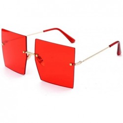 Rimless Women's Square Rimless Sunglasses-Highstreet Trendy Oversized Shades UV400 Sunglasses for Men - 5-red - CW198R6S97U $...