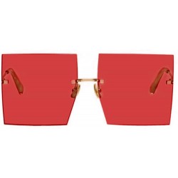 Rimless Women's Square Rimless Sunglasses-Highstreet Trendy Oversized Shades UV400 Sunglasses for Men - 5-red - CW198R6S97U $...