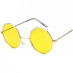 Goggle Octagon Yellow Red Round Sun Glasses Women Mirror Retro Luxury Oval Small Sunglasses Oculos De Sol - Gold Yellow - CV1...