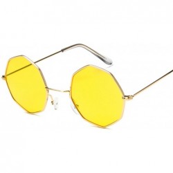 Goggle Octagon Yellow Red Round Sun Glasses Women Mirror Retro Luxury Oval Small Sunglasses Oculos De Sol - Gold Yellow - CV1...