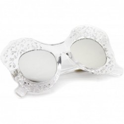 Butterfly Transparent Cutout Frame Colored Mirror Lens Oversize Butterfly Sunglasses 49mm - Clear / Silver Mirror - CT12LBRYH...