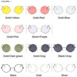 Goggle Octagon Yellow Red Round Sun Glasses Women Mirror Retro Luxury Oval Small Sunglasses Oculos De Sol - Gold Yellow - CV1...