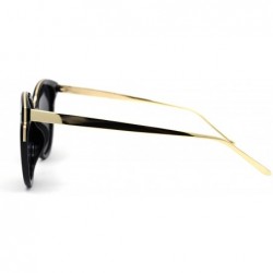 Oversized Womens Oversize Round Horn Rim Chic Fashion Sunglasses - Black Gold Solid Black - CG192WZZ3O8 $9.16