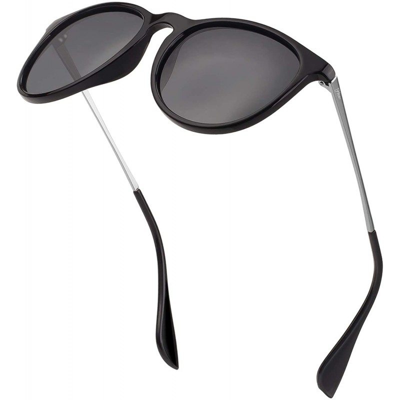 Oversized Vintage Round polarized Sunglasses Classic Retro design Styles Shades - Black Lens/Black Frame - CK18IGA28T8 $12.08