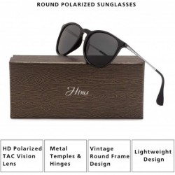 Oversized Vintage Round polarized Sunglasses Classic Retro design Styles Shades - Black Lens/Black Frame - CK18IGA28T8 $12.08