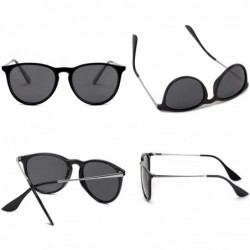 Oversized Vintage Round polarized Sunglasses Classic Retro design Styles Shades - Black Lens/Black Frame - CK18IGA28T8 $12.08