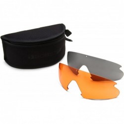 Oval ESB Shooting Sunglasses- Black Frame/3 Lenses (Smoked- Amber and Clear) - C4113Q4MMU5 $25.24