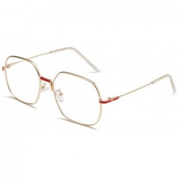 Square Sunglasses women personality tide men's sunglasses square metal glasses - Gold Red Frame White Flat - CK190MQDAIK $55.82