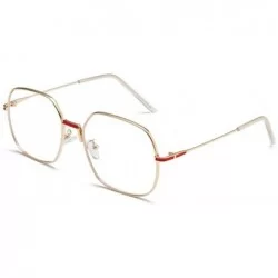 Square Sunglasses women personality tide men's sunglasses square metal glasses - Gold Red Frame White Flat - CK190MQDAIK $35.18